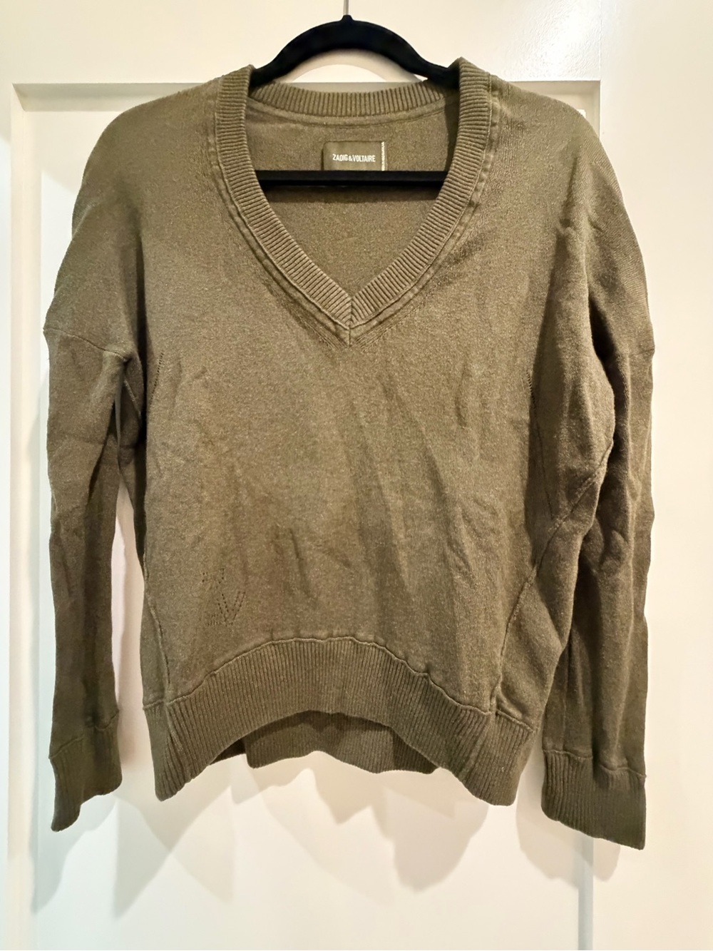 Zadig & Voltaire Olive V Neck Sweater - Size XS - Excellent Condition